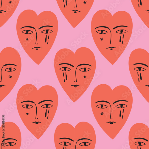 Heart Illustration, Hearts, Love, Valentine, Repeat print, kiss, Vector art, adobe illustration