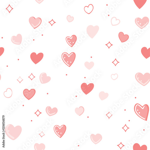 Heart Illustration, Hearts, Love, Valentine, Repeat print, kiss, Vector art, adobe illustration