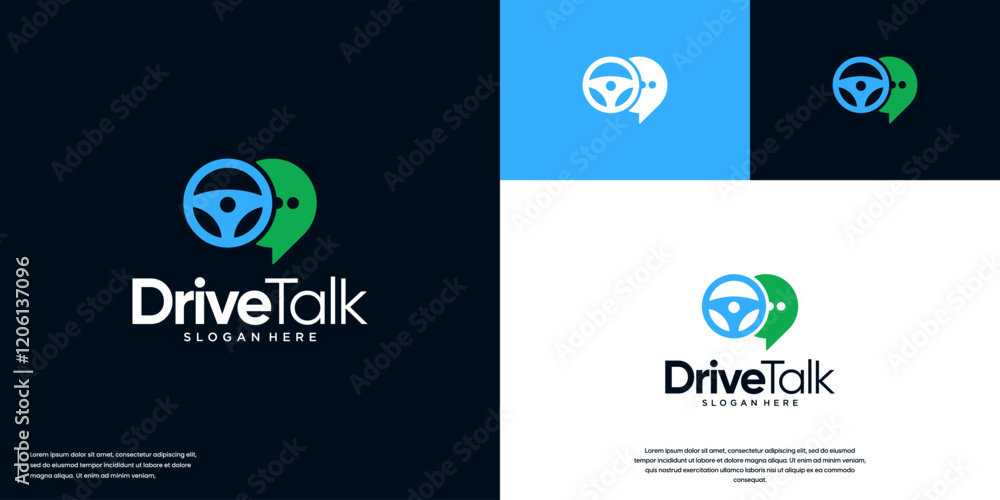 steering wheel logo, with the concept of chat bubble, smart tech, future, graphic design illustration. steering wheel logo, with the concept of chat bubble, smart tech, future, graphic design illustration.