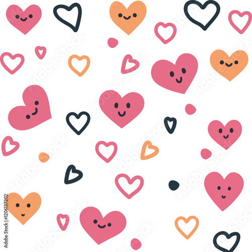 Heart Illustration, Hearts, Love, Valentine, Repeat print, kiss, Vector art, adobe illustration