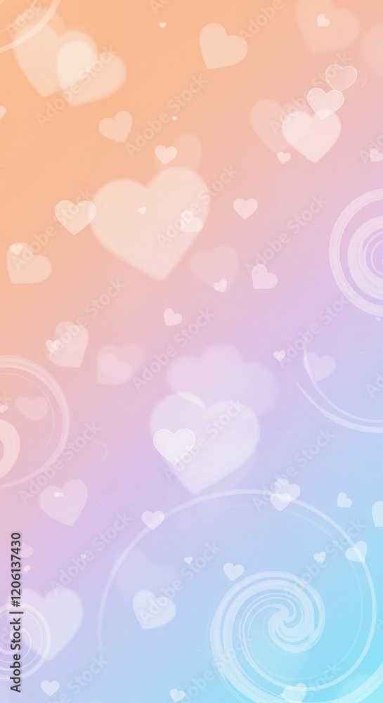 Soft Pastel-Colored Background with Subtle Heart Shapes and Swirls Soft Pastel-Colored Background with Subtle Heart Shapes and Swirls