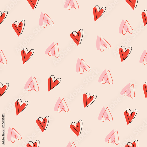 Heart Illustration, Hearts, Love, Valentine, Repeat print, kiss, Vector art, adobe illustration