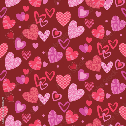 Heart Illustration, Hearts, Love, Valentine, Repeat print, kiss, Vector art, adobe illustration
