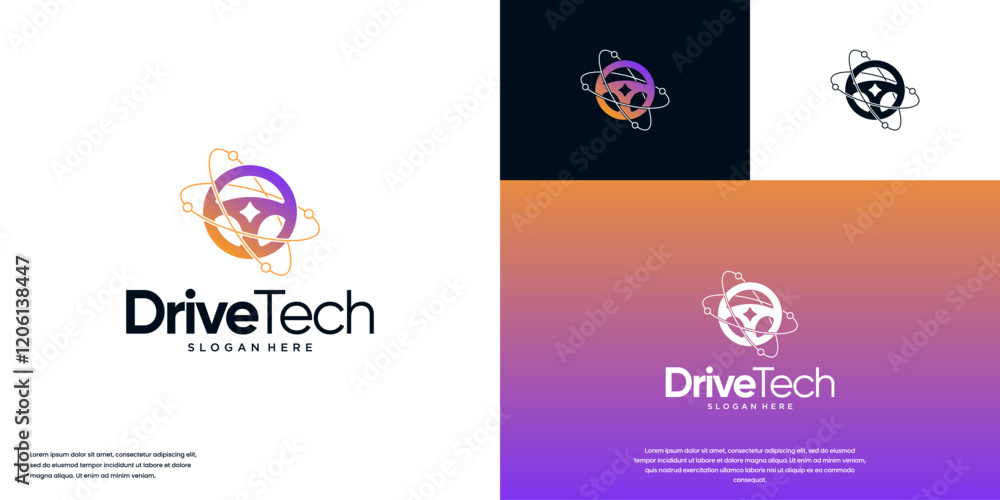 Technology steering wheel, with planetary orbit concept, academy, graphic design template. Technology steering wheel, with planetary orbit concept, academy, graphic design template.