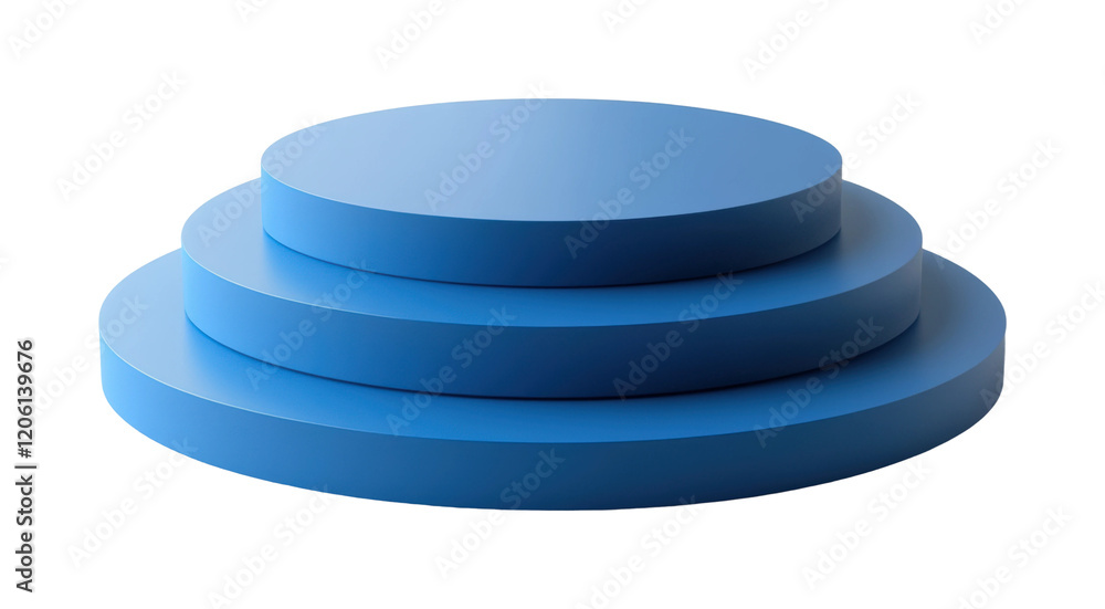 Blue circular platforms arranged in a stacked formation for creative displays and presentations isolated on transparent background Blue circular platforms arranged in a stacked formation for creative displays and presentations isolated on transparent background