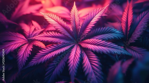 Vibrant Cannabis Leaf in Fiery Digital Art