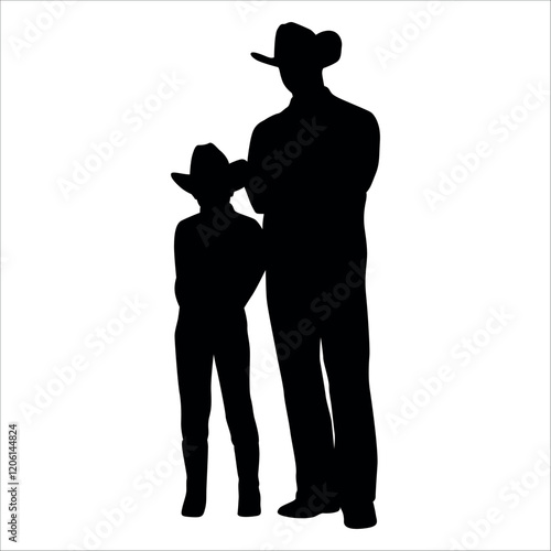 Father and son or Dan and Son Silhouette vector illustration