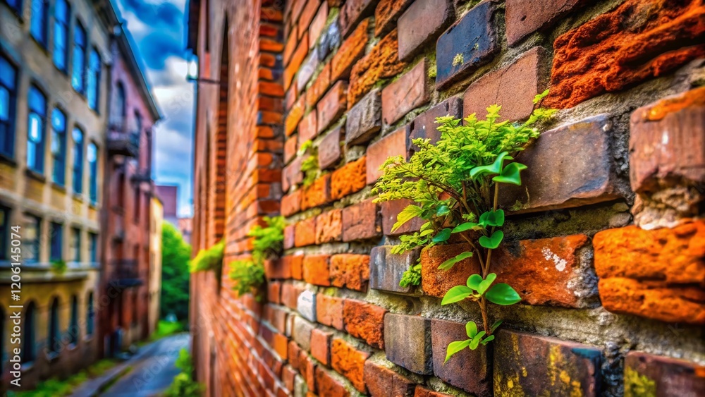 Fototapeta premium Macro Close-up of Aged City Brickwork Texture - Urban Building Detail