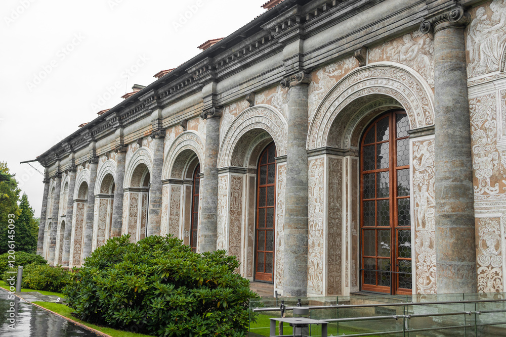 Fototapeta premium Finishing, details of doors, arches, building facades. Castle.Gothic architecture in Prague Castle, a historic landmark with ancient history. High quality photo