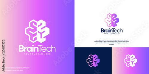 minimalist human brain, with abstract technology concept, vector graphic design.