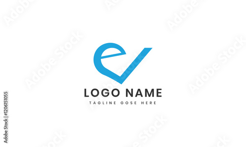 v logo template with abstract shape