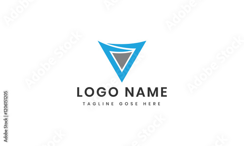 Free Download v logo template with abstract shape - GFXLoad