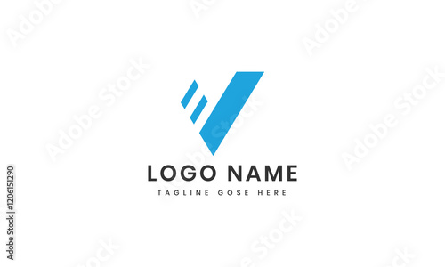 v logo template with abstract shape