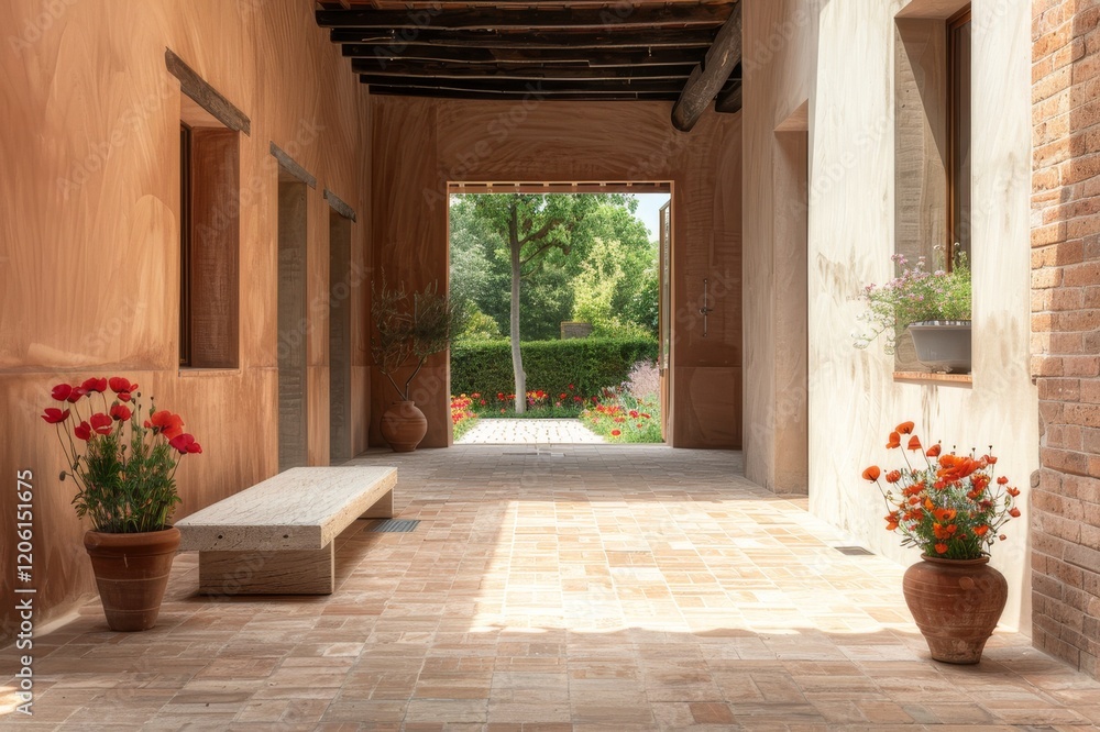 Fototapeta premium Serene Tuscany Courtyard in Italian Style