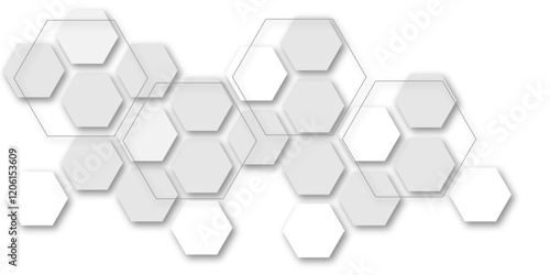 Abstract white and grey hexagon technology geometric pattern concept white background. Use for template, wallpaper, website vector illustration.