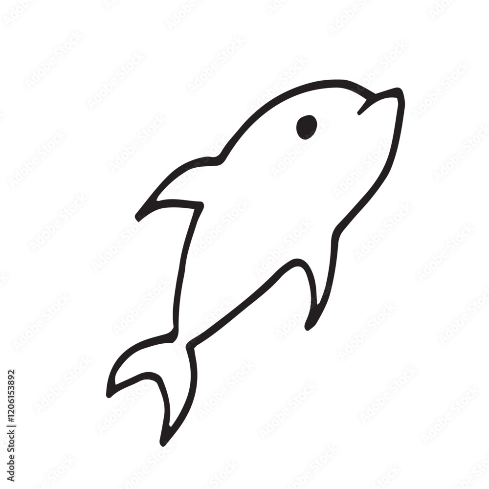 Obraz premium dolphin sea ocean black and white vector illustration doodle set isolated on white background background for textile typography postcard design