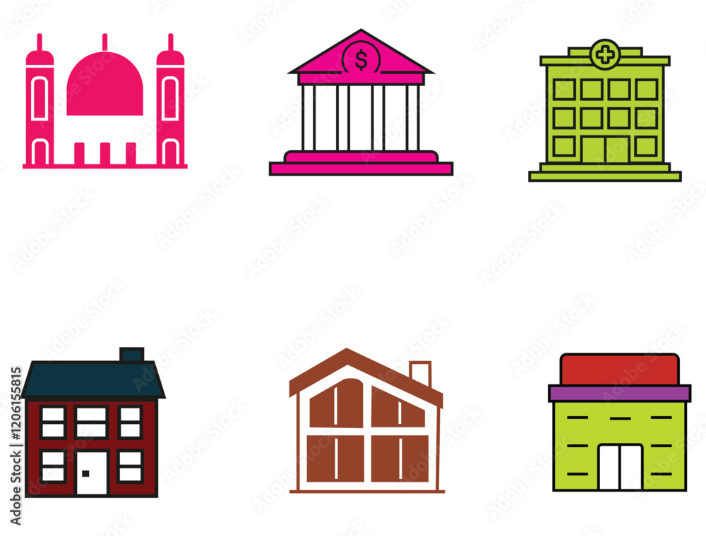 Fototapeta premium Color bank building icon isolated on white Vector Image