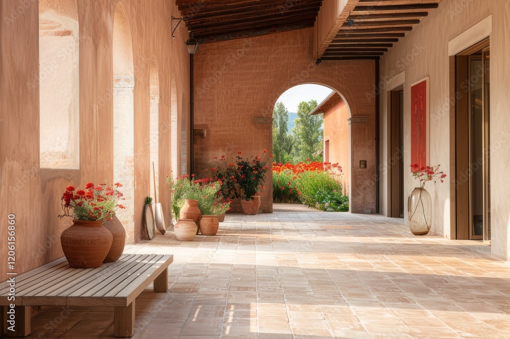 Fototapeta premium Serene Tuscany Courtyard in Italian Style