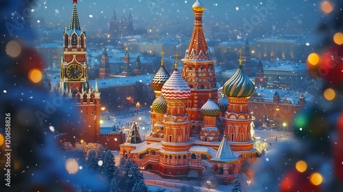 Saint Basils Cathedral Winter Snowscape Moscow