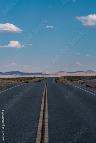 Summer clouds over the Highway in the Nevada desert, Nevada, USA