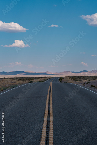 Summer clouds over the Highway in the Nevada desert, Nevada, USA