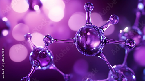 Wallpaper Mural Abstract futuristic technology with molecules on dark purple background, digital technology concept Torontodigital.ca