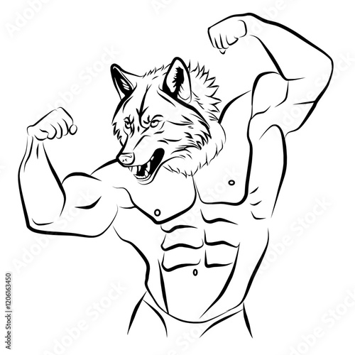 Wolf Bodybuilder, vector