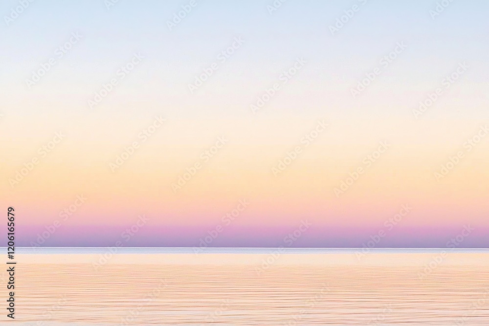 Fototapeta premium Sunset Gradient: A sky transitioning from deep orange to soft pink, with the horizon fading into a calm, dusky blue