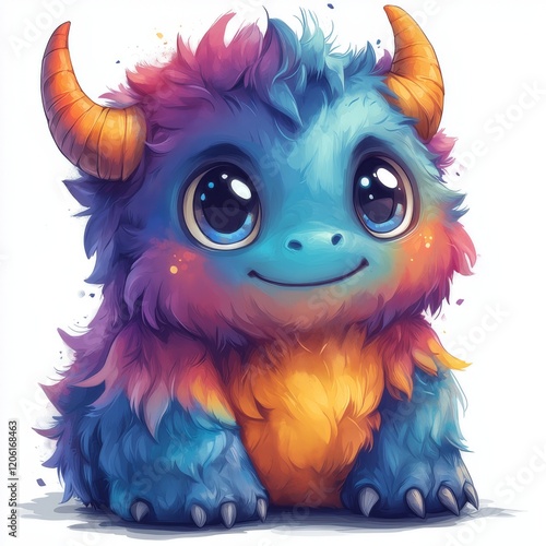 chibi monster design with a pure white background for t-shirt printing