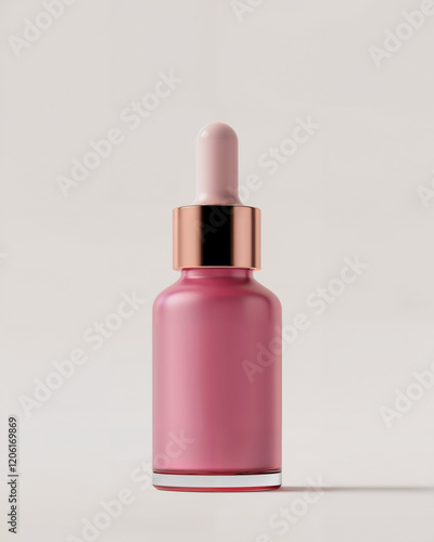 Pink serum bottle with dropper on a light background ready for skincare routine