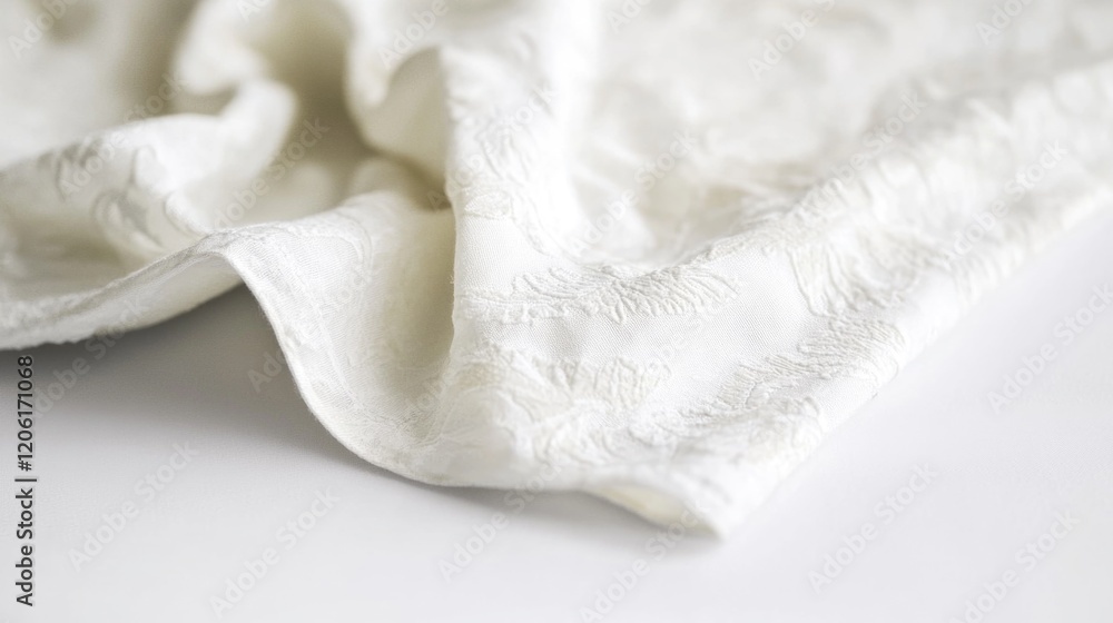Obraz premium A close-up view of a white cloth on a table, ideal for use in interior design, photography, or fashion settings
