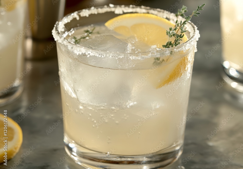 Summer's refreshing touch with a citrus cocktail of orange and lemon juice, garnished with ice, all set against a gray backdrop Summer's refreshing touch with a citrus cocktail of orange and lemon juice, garnished with ice, all set against a gray backdrop
