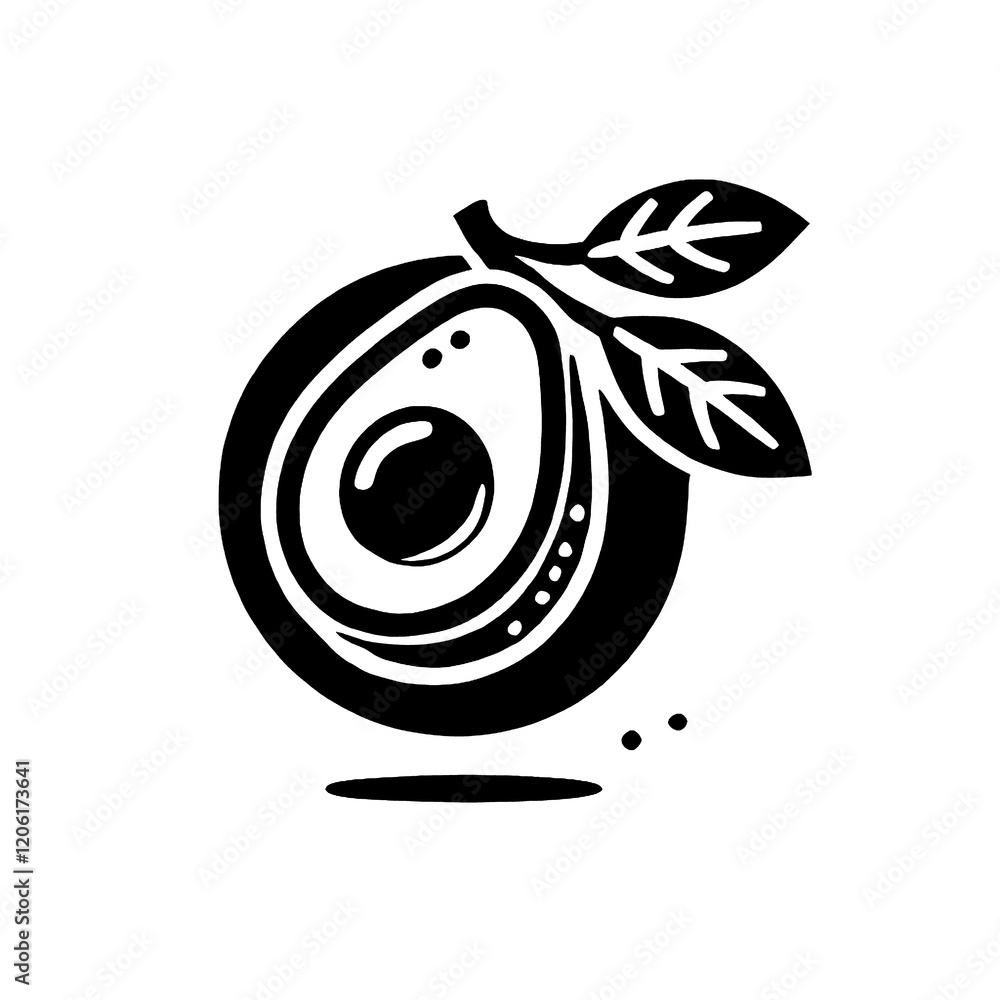 avocado icon black and white