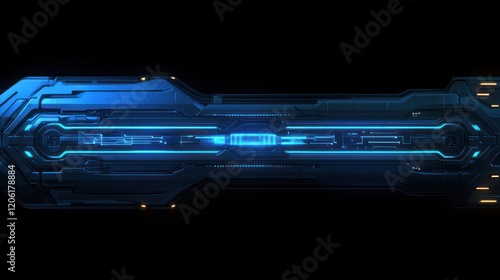 Wallpaper Mural Futuristic Spaceship Interface Element with Glowing Blue Lines and Dark Metallic Design Torontodigital.ca