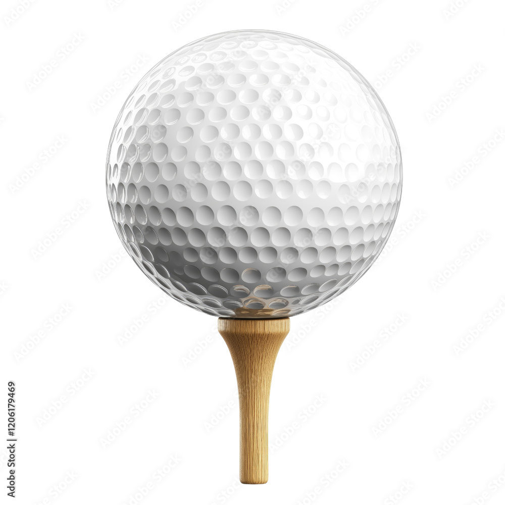 Golf ball on wooden stand isolated on white or transparent background Golf ball on wooden stand isolated on white or transparent background