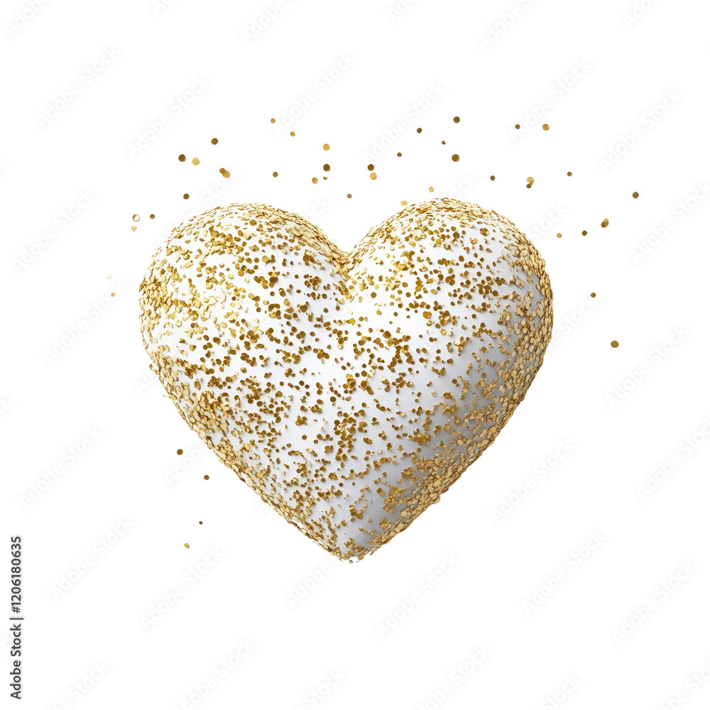 Heart with gold glitter on white or transparent background. Perfect for romantic themes, holidays or creative projects. Heart with gold glitter on white or transparent background. Perfect for romantic themes, holidays or creative projects.