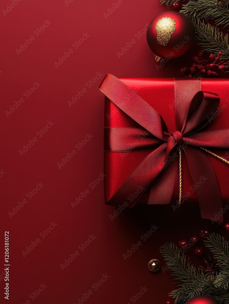 Red Gift Boxes with Elegant Ribbons and Festive Decorations
