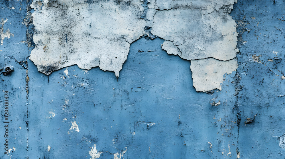 Obraz premium Peeling blue painted wall with rustic textures.