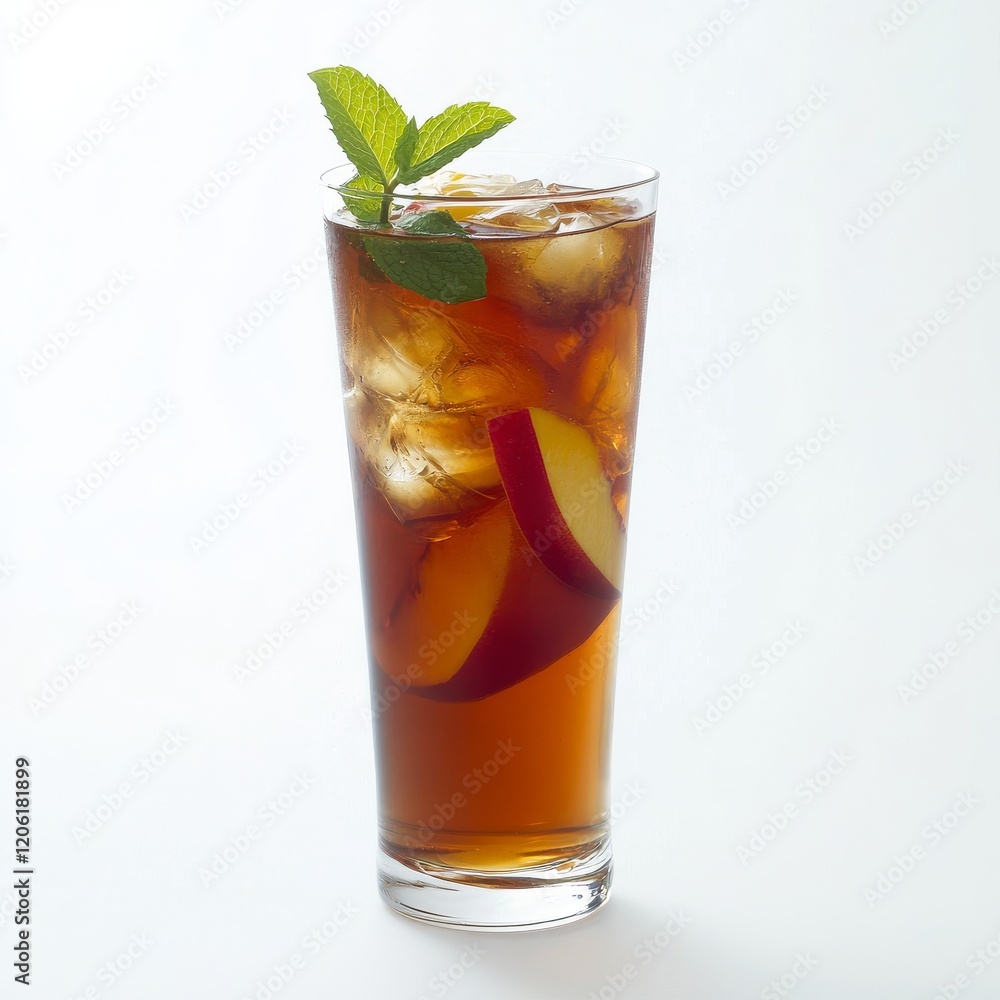 Front isolated view of Mango Peach Fizz cocktail drink on transparent background Front isolated view of Mango Peach Fizz cocktail drink on transparent background