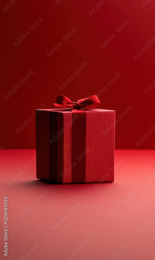 Red Gift Box with Ribbon, A Warm Festive Atmosphere