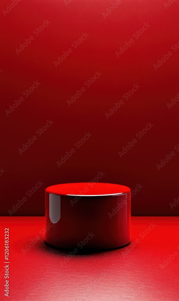 Minimalist Red Cylinder, Geometric Art Display