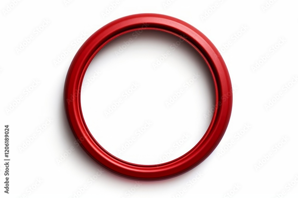 Red circle ring with metal texture. Empty red frame on white background. Red circle ring with metal texture. Empty red frame on white background.