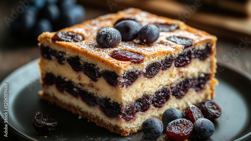 Delightful Vinarterta with Layers of Almond and Prune on Rustic Table photo