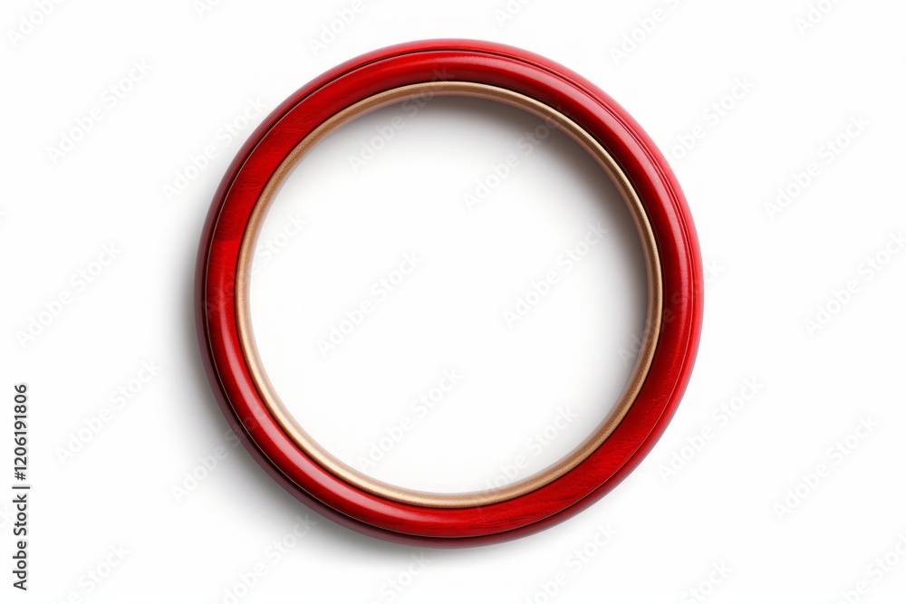 Red and gold circle ring with metal texture. Empty red frame on white background. Red and gold circle ring with metal texture. Empty red frame on white background.