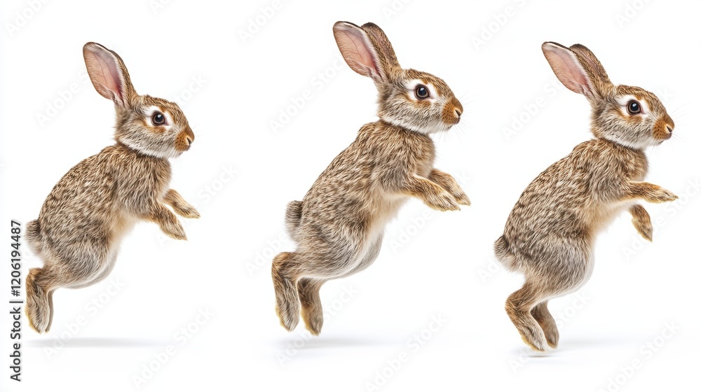 Fototapeta premium Playful Rabbit in Motion Showcasing Joyful Hops and Jumps