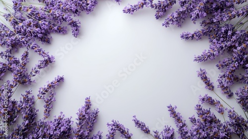 Lavender Frame: A Purple Floral Border on White Background