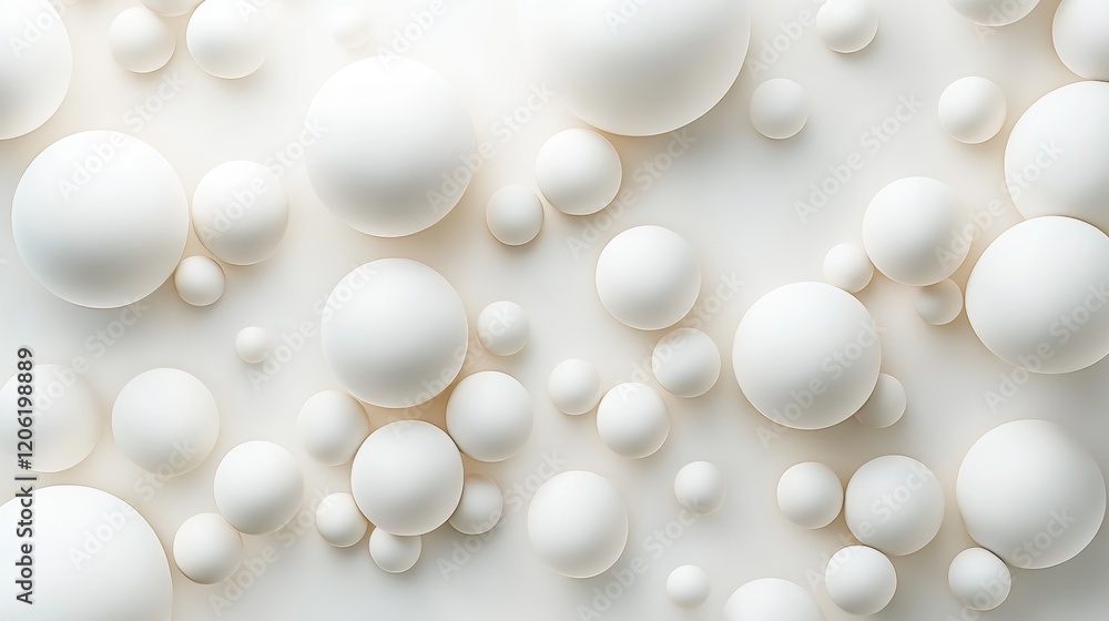 White Spheres and Circles on Soft Background for Abstract Design