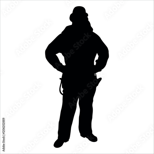 Black Firefighter silhouette Vector illustration