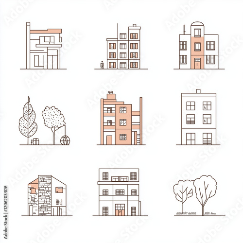 set of houses icons