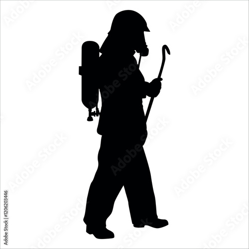 Black Firefighter silhouette Vector illustration